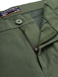 The Indian Garage Co Men Olive Green Slim Fit Solid Chinos