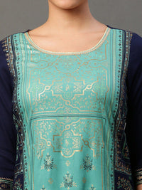 AURELIA Floral Printed Gotta Patti Round Neck Straight Kurta