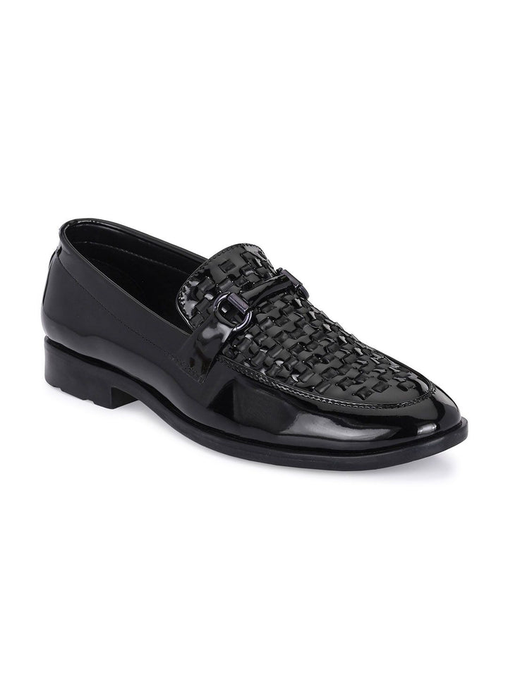 House of Pataudi Men Textured Round Toe Slip-On Formal Loafers