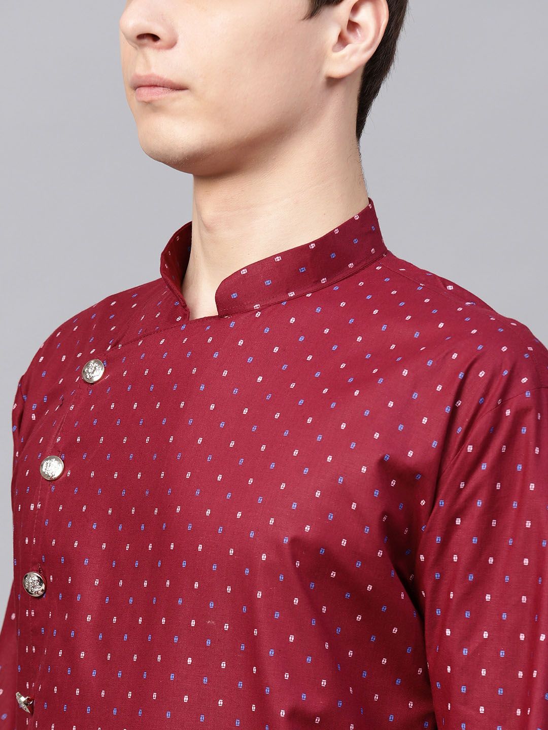 SOJANYA Men Maroon Printed Straight Kurta