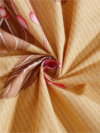 KLOTTHE Yellow Floral Pure Cotton 400 TC Single Superfine Bedsheet with a Pillow Cover-225 x 150 cm