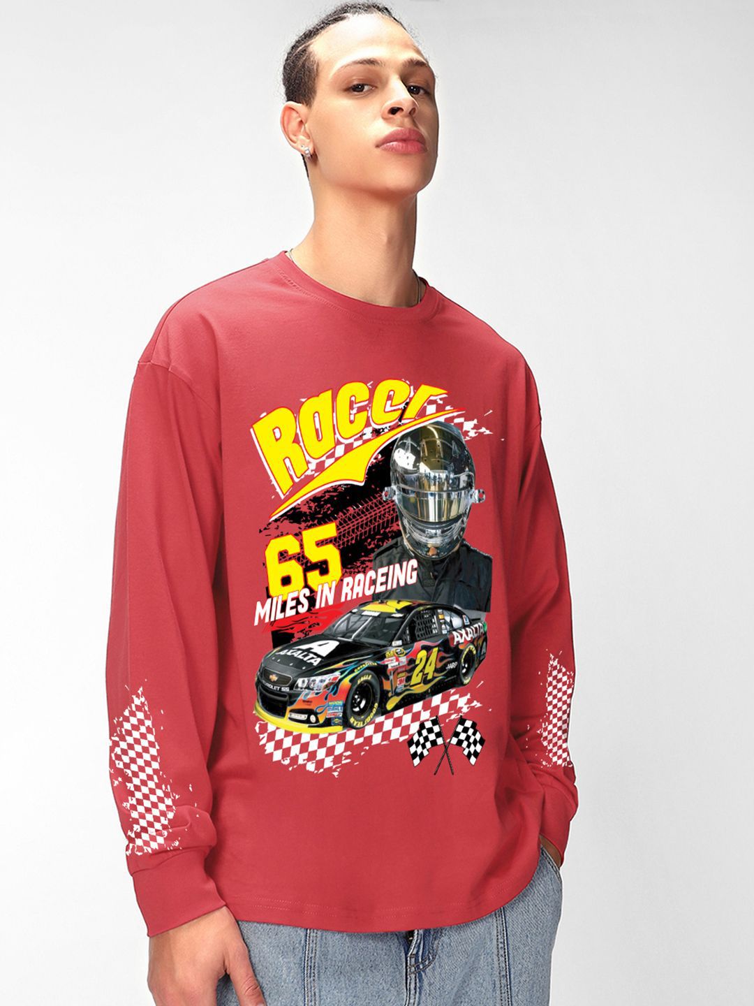 Bewakoof Men Typography Printed Round Neck Pure Cotton Oversized T-shirt