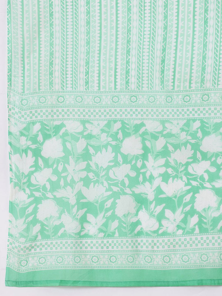 Anouk Floral Print Pure Cotton Kurta with Trousers & Dupatta