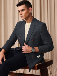Mr Bowerbird Self Design Tailored Fit Double Breasted Casual Blazer