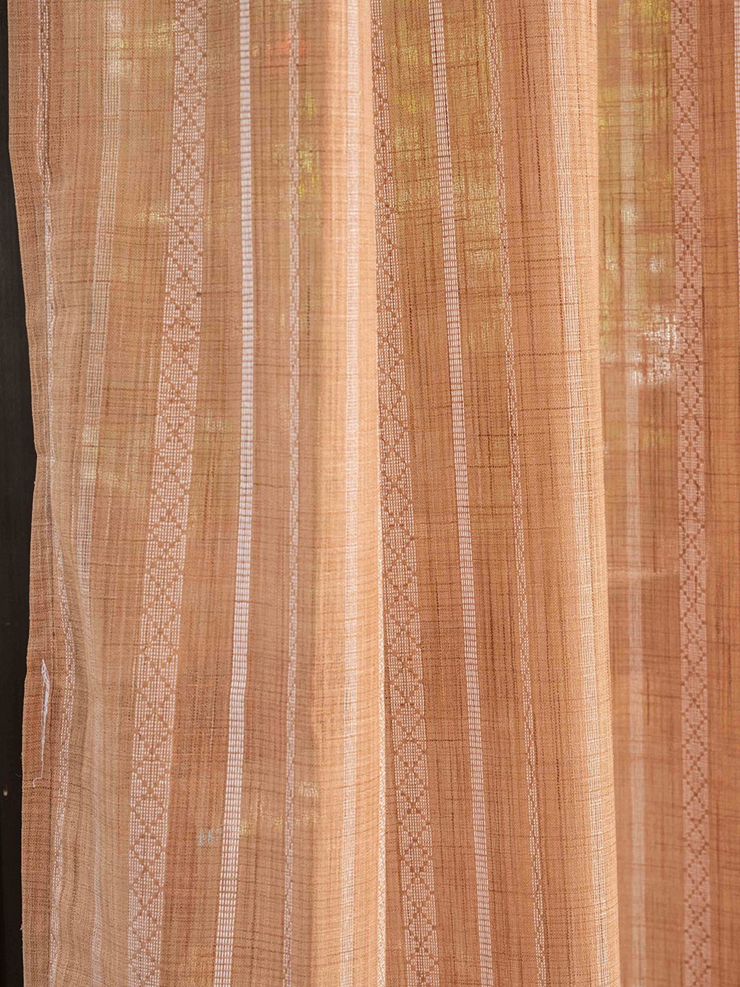 URBAN SPACE Pink 2 Pieces Striped Sheer Window Curtain