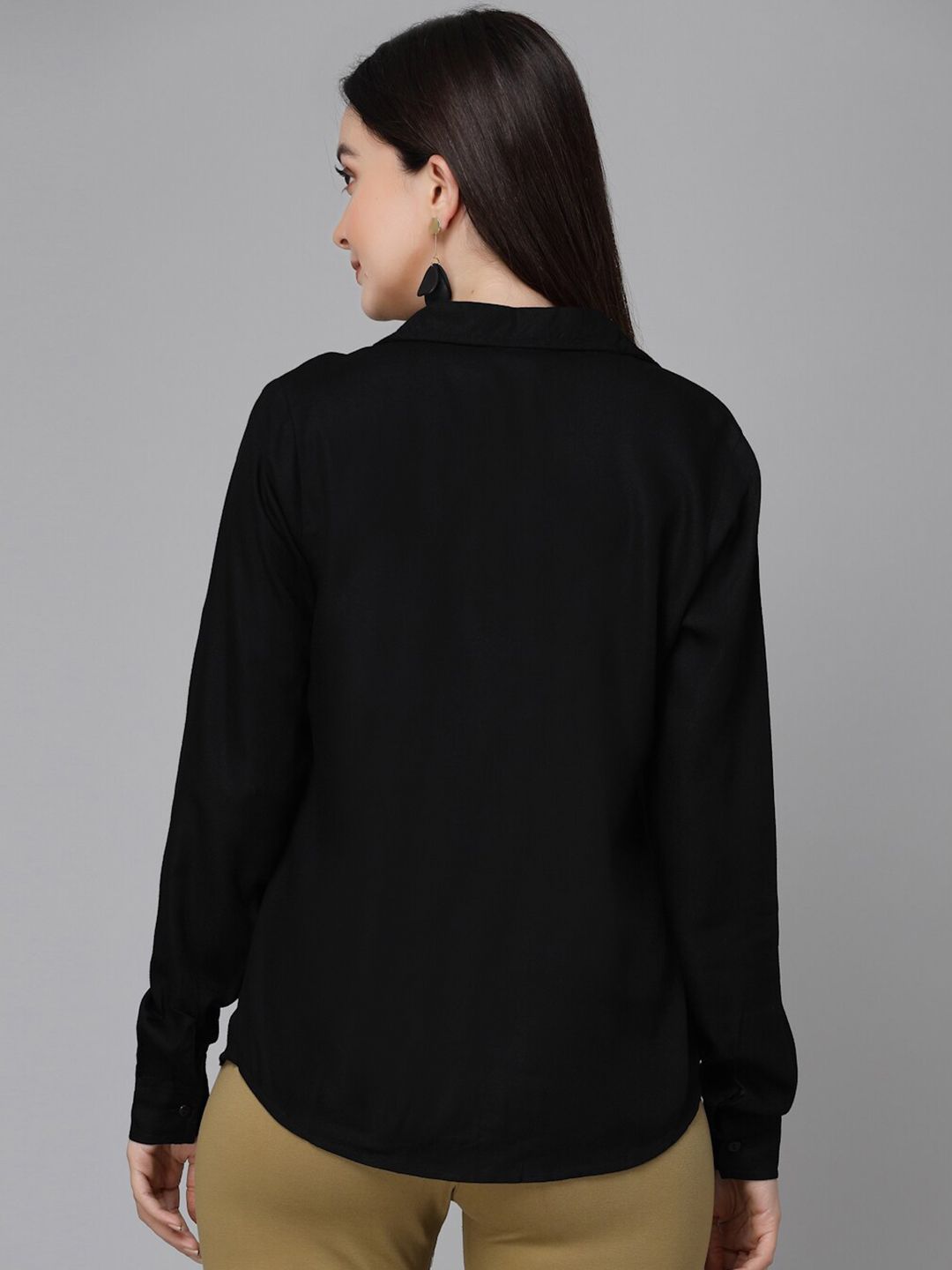Style Quotient Black Cuban Collar Smart Cotton Formal Shirt