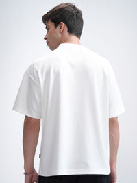 HIGHLANDER Men Round Neck Half Sleeve Oversized Embellished T- Shirt