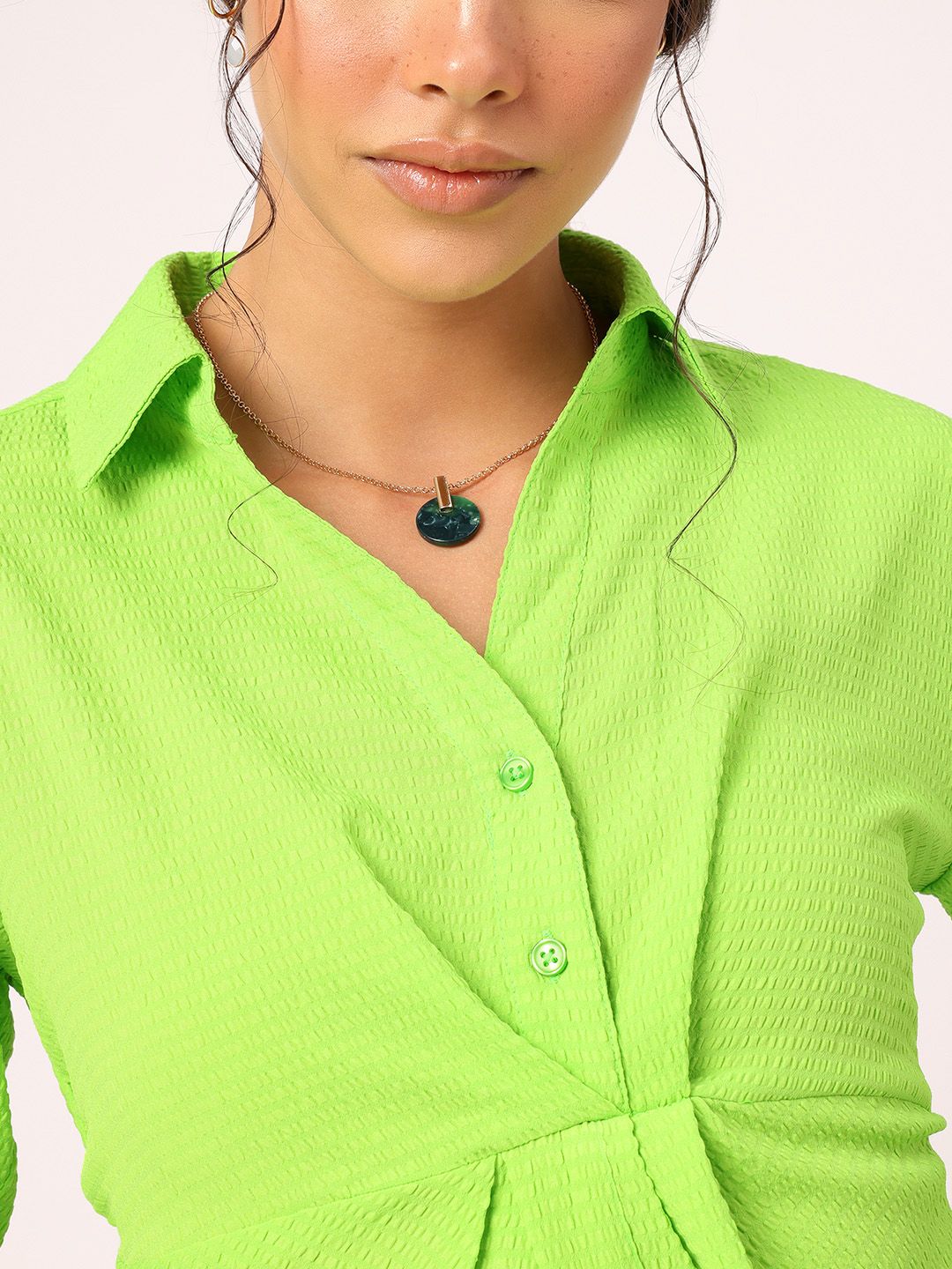 DressBerry Seersucker Shirt Style Top