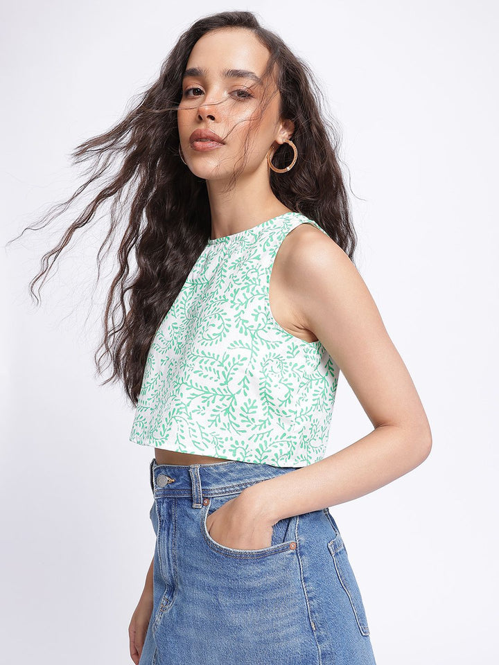 DressBerry Indie Florals A-Line Crop Top