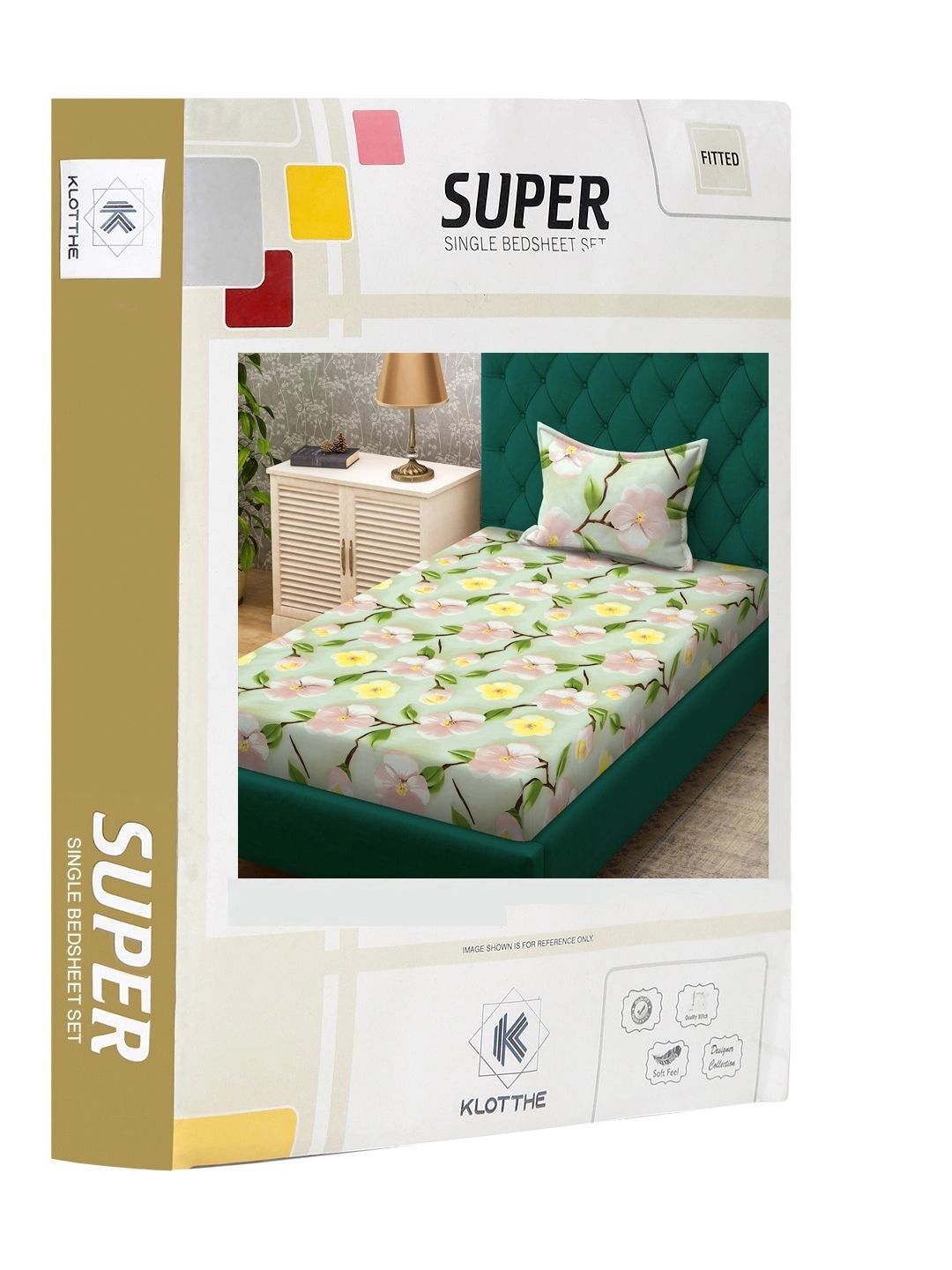 Moda Rapido X KLOTTHE Green & Pink Floral 400 TC Single Bedsheet with 1 Pillow Covers