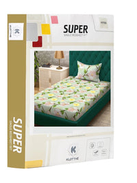 Moda Rapido X KLOTTHE Green & Pink Floral 400 TC Single Bedsheet with 1 Pillow Covers