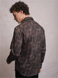 LOCOMOTIVE Geometric Printed Slim Fit Satin Party Shirt