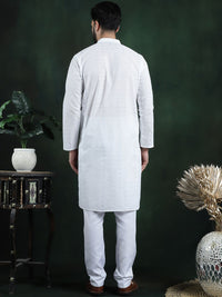 SOJANYA Geometric Embroidered Thread Work Pure Cotton Straight Kurta With Churidar