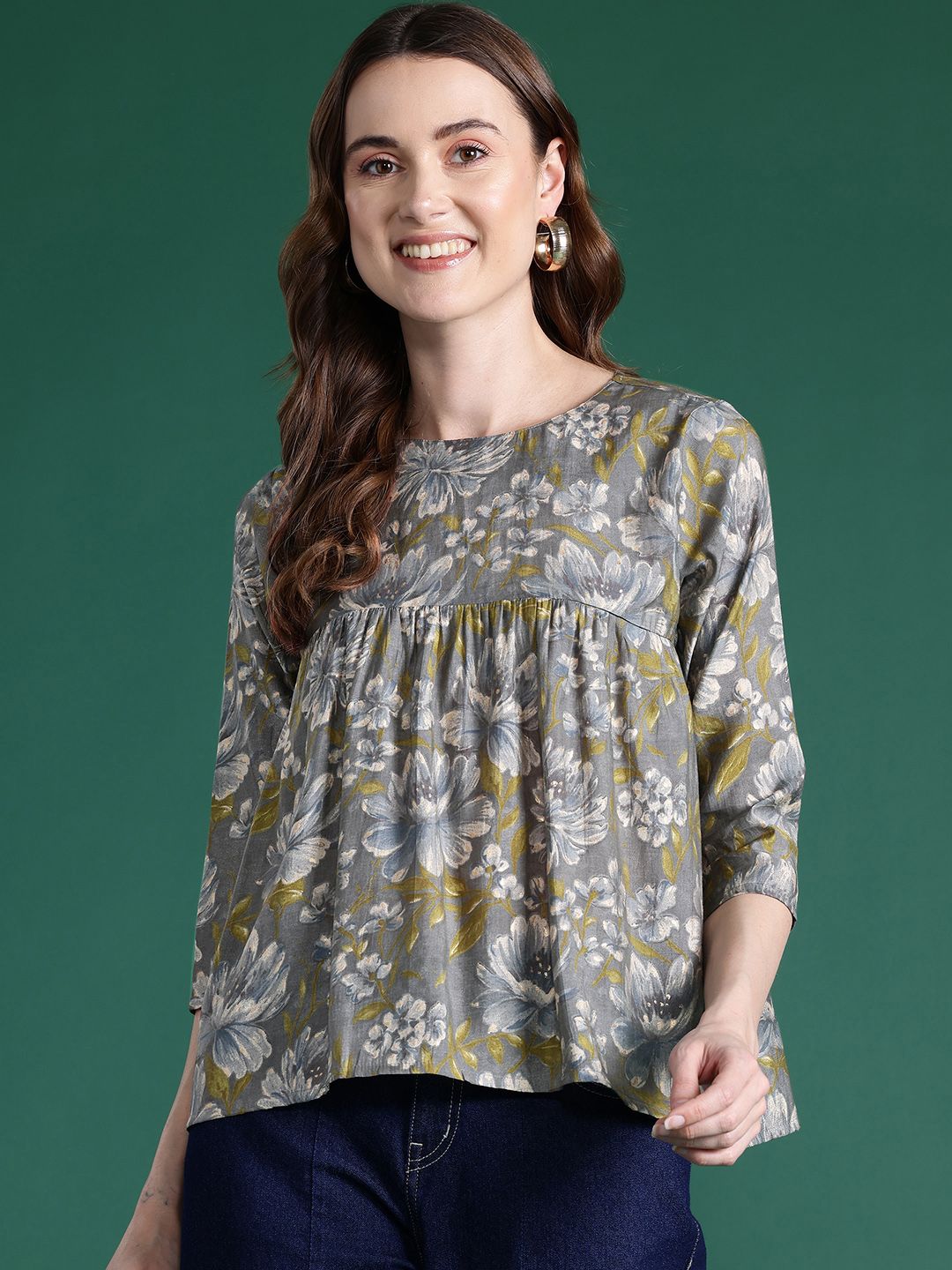 DressBerry Floral Print A-Line Top