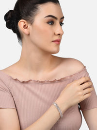Set Mutiara Zaveri 2 Gelang Salutan Loyang Putih Cubic Zirconia Putih Bersalut Emas