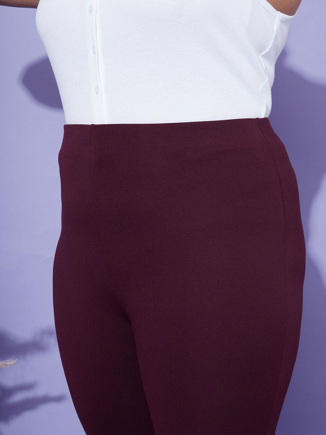 SASSAFRAS Curve Women  4-Way Stretch Bell Bottom High-Rise Trousers