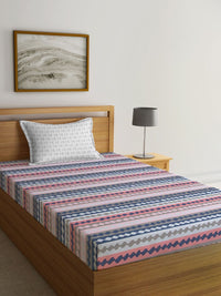 KLOTTHE Pink Chevron Polycotton 300 TC Single Cadar Halus dengan Sarung Bantal-87 x 59 inci