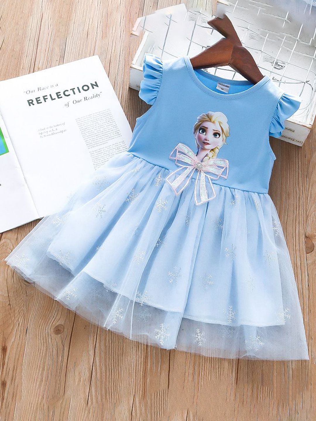 YK Girls Cotton Printed Fit & Flare Dress