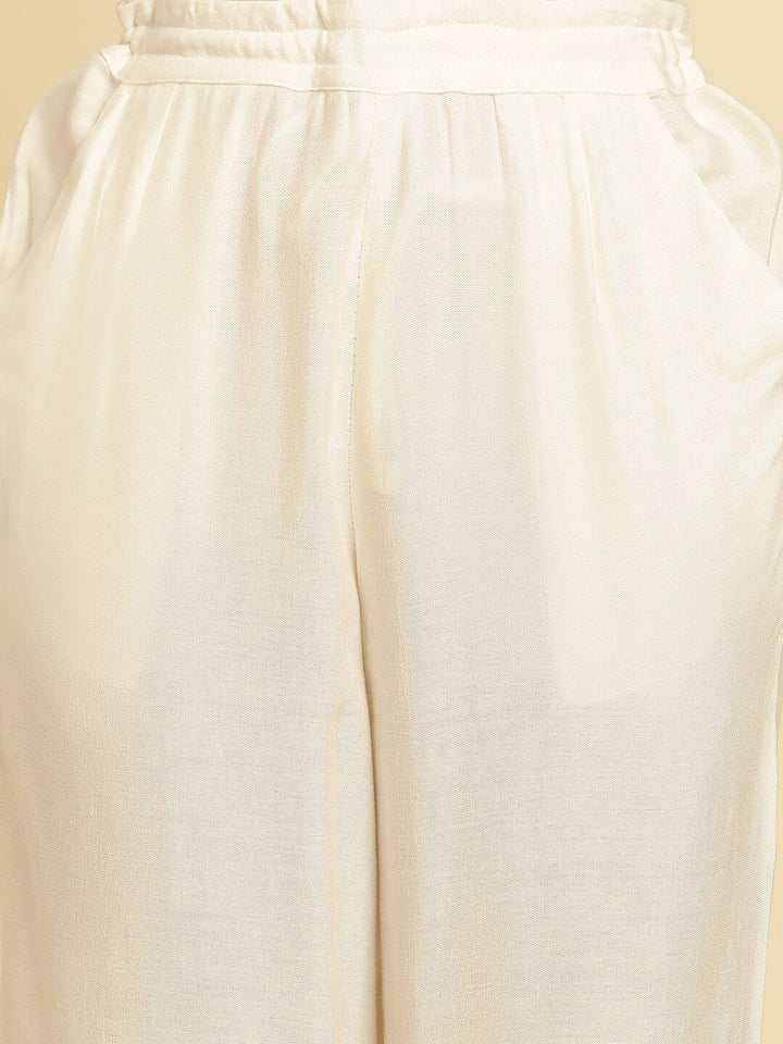 W Women Off White Straight Fit Ethnic Trouser