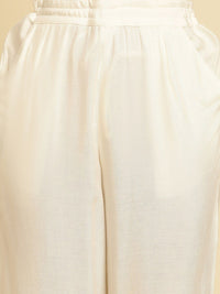 W Women Off White Straight Fit Ethnic Trouser