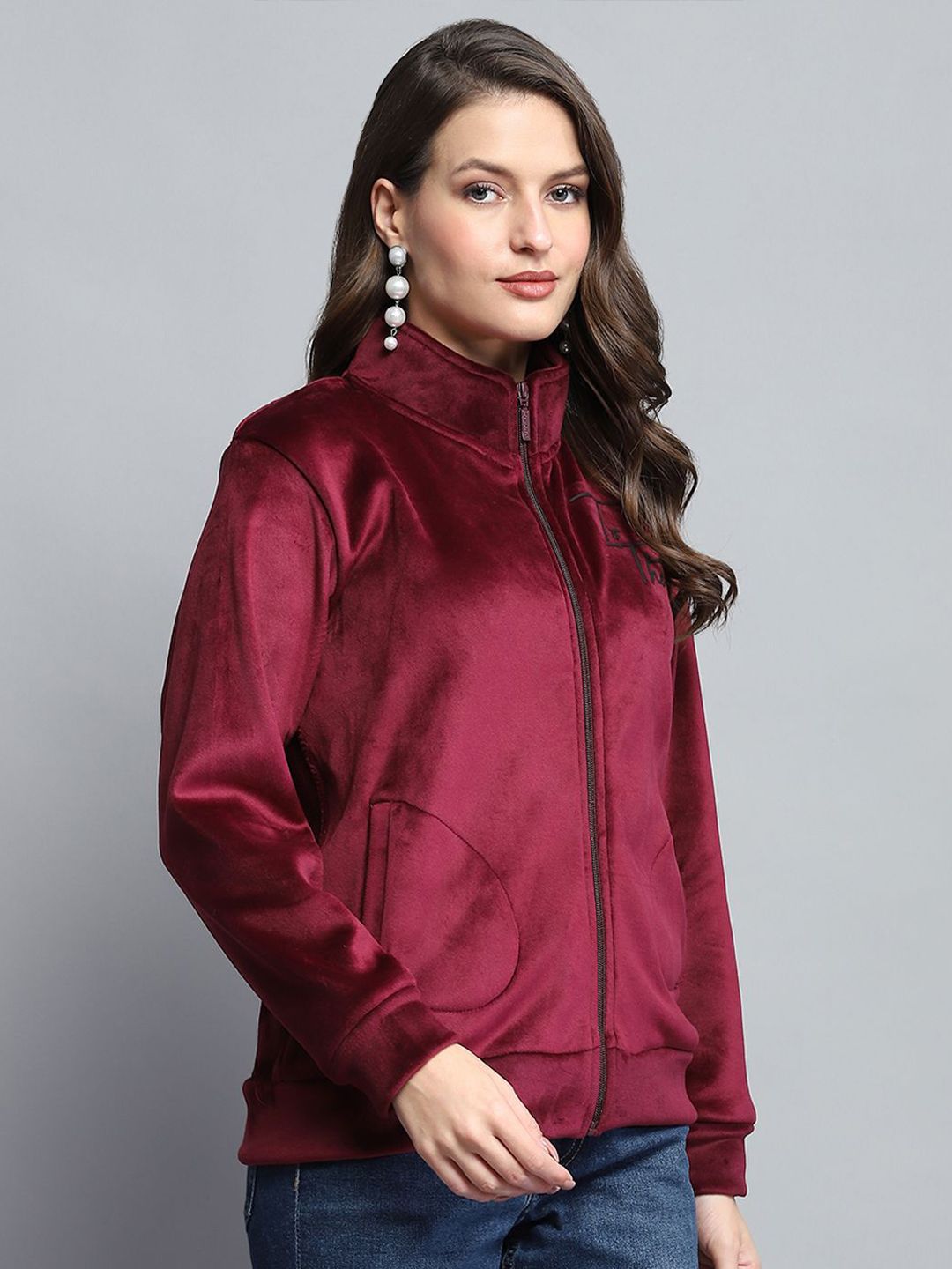 Monte Carlo Women High Neck Front-Open Sweatshirt