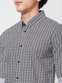SPYKAR Geometric Printed Spread Collar Cotton Casual Shirt