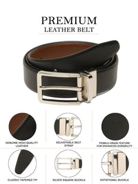 Teakwood Leathers Men Textured Leather Reversible Formal Belt
