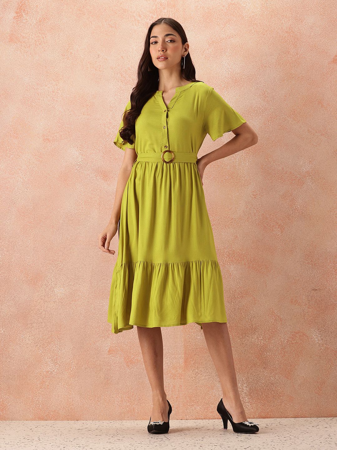 all about you A-Line Midi Dress with Belt