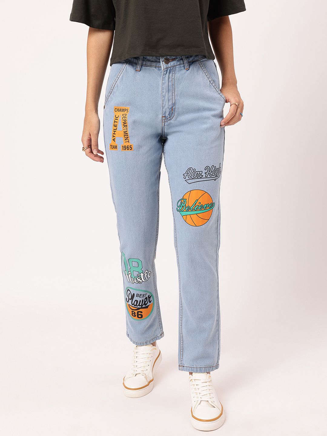 DressBerry Women Street Smart Printed Barrel Fit  Jeans