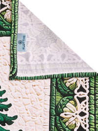 KLOTTHE Hijau & Putih Floral 400 TC Cadar King dengan 2 Sarung Bantal