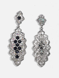 SOHI Silver-Plated Oxidised Drop Earrings