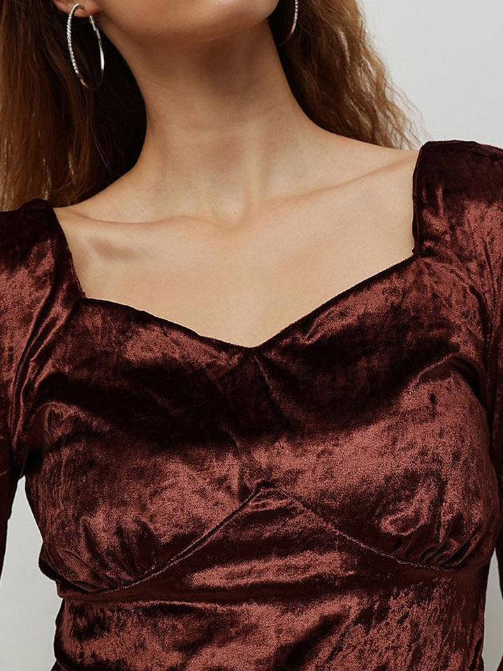 STREET 9 Animal Print Puff Sleeve Velvet Top