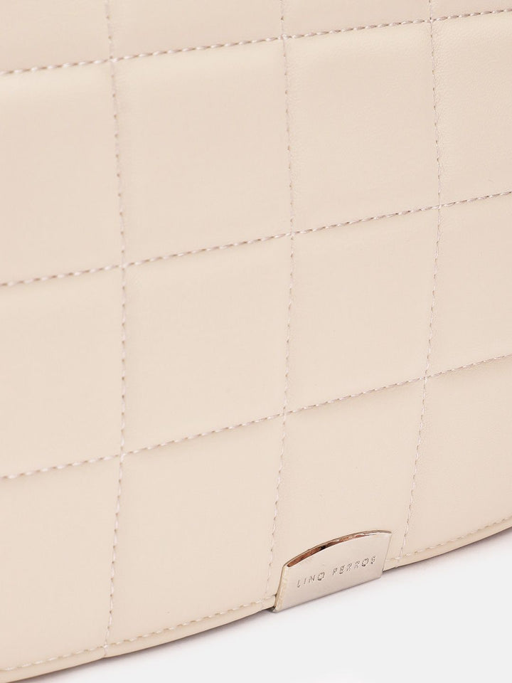 Lino Perros Women Geometric Textured Structured Sling Bag with Quilted Detail