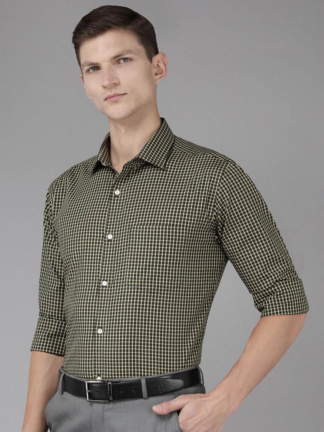 Park Avenue Slim Fit Micro Checked Pure Cotton Formal Shirt