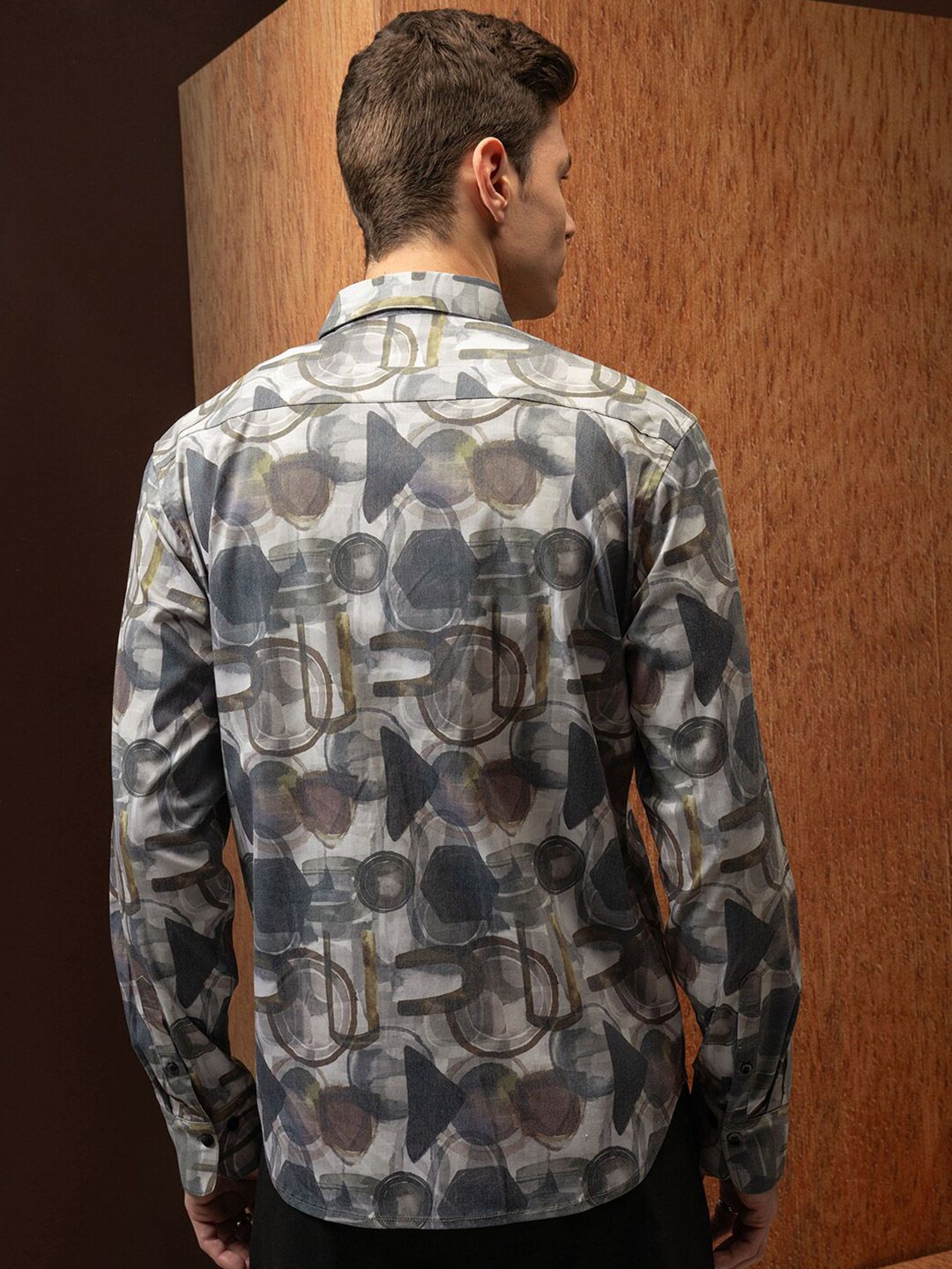 LOCOMOTIVE Satin Abstract Printed Party Shirt