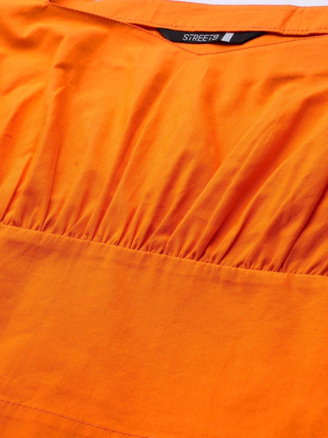 STREET 9 Orange Solid Blouson Top
