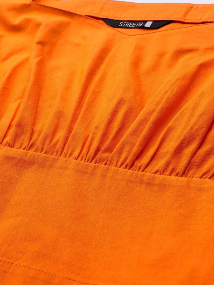 STREET 9 Orange Solid Blouson Top
