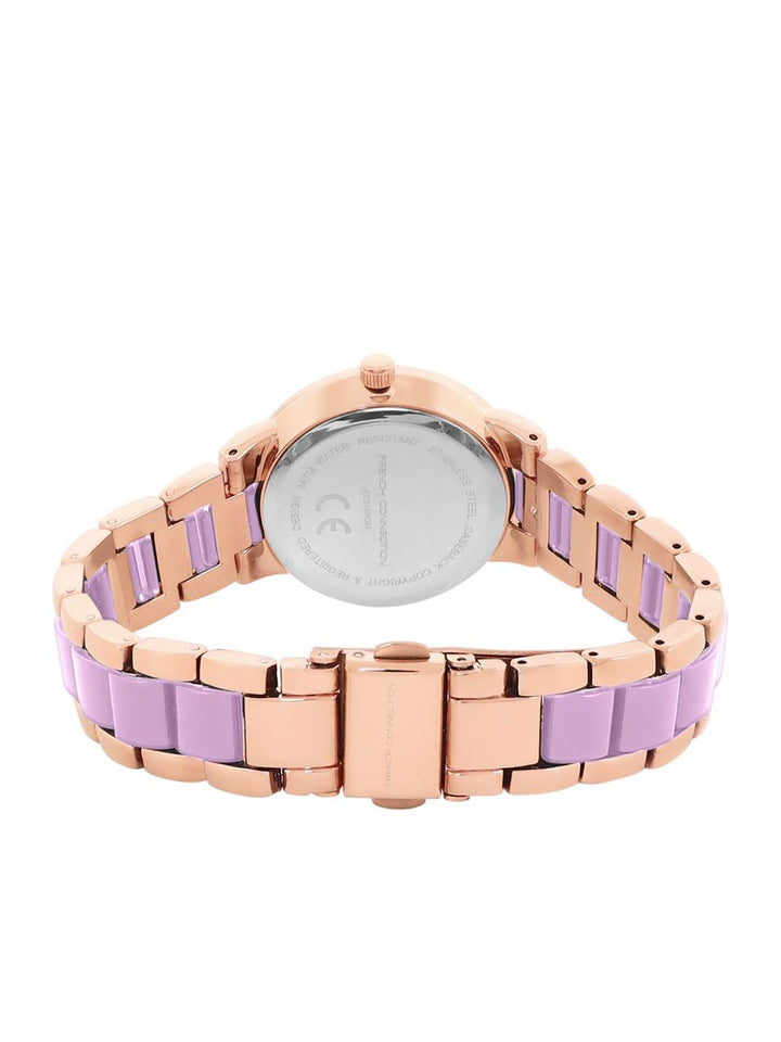 French Connection Women Stainless Steel Bracelet Style Straps Analogue Watch FCB10RGM