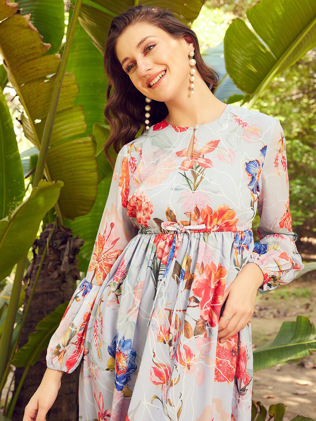 STREET 9 Floral Printed Georgette Maxi Dress