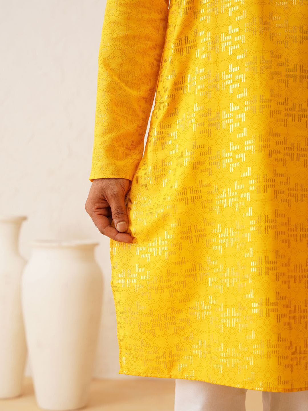 SOJANYA Mandarin Collar Regular Pure Cotton Kurta with Churidar