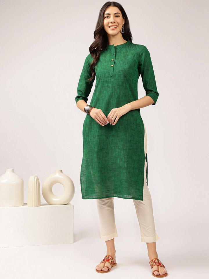 Anouk Mandarin Collar Pure Cotton Straight Kurta
