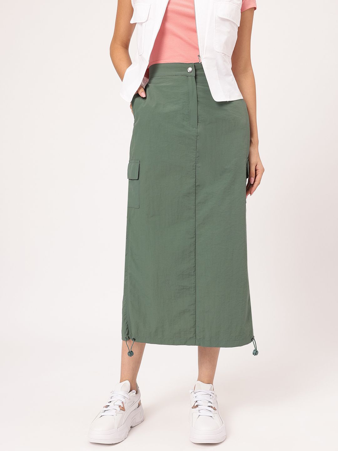 DressBerry Verdant Ventures Cargo-Style Straight Midi Skirt