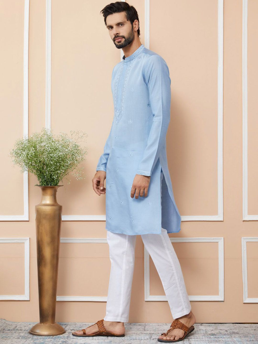 See Designs Men Embroidered Regular Thread Work Kurta with Pyjamas