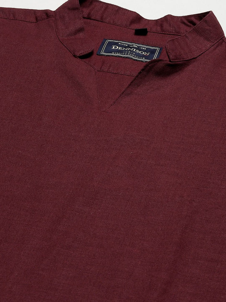 Dennison Men Maroon Comfort Fit kurta