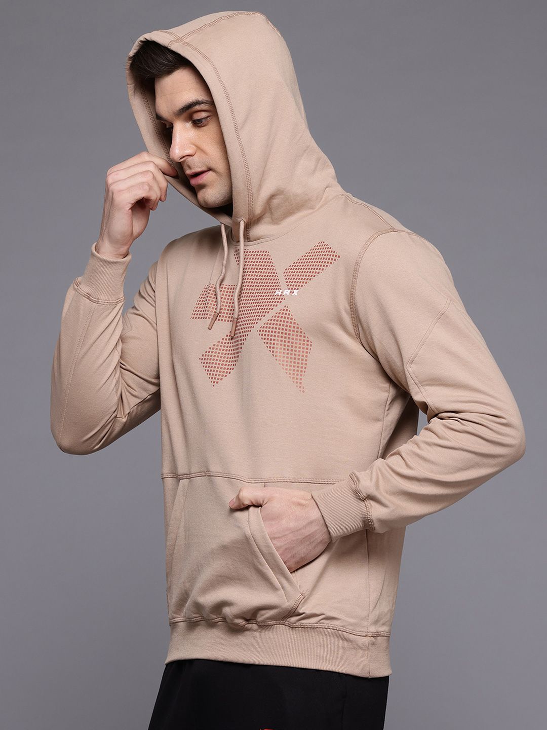 HRX by Hrithik Roshan Brand Logo Printed Hooded Training Sweatshirt