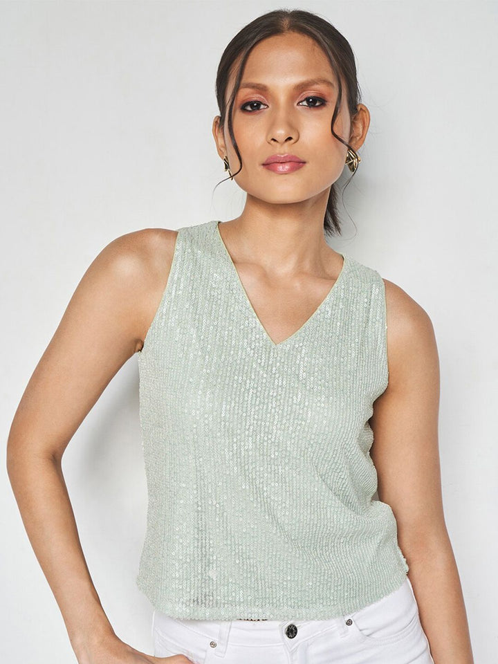 AND Embellished V-Neck Regular Top