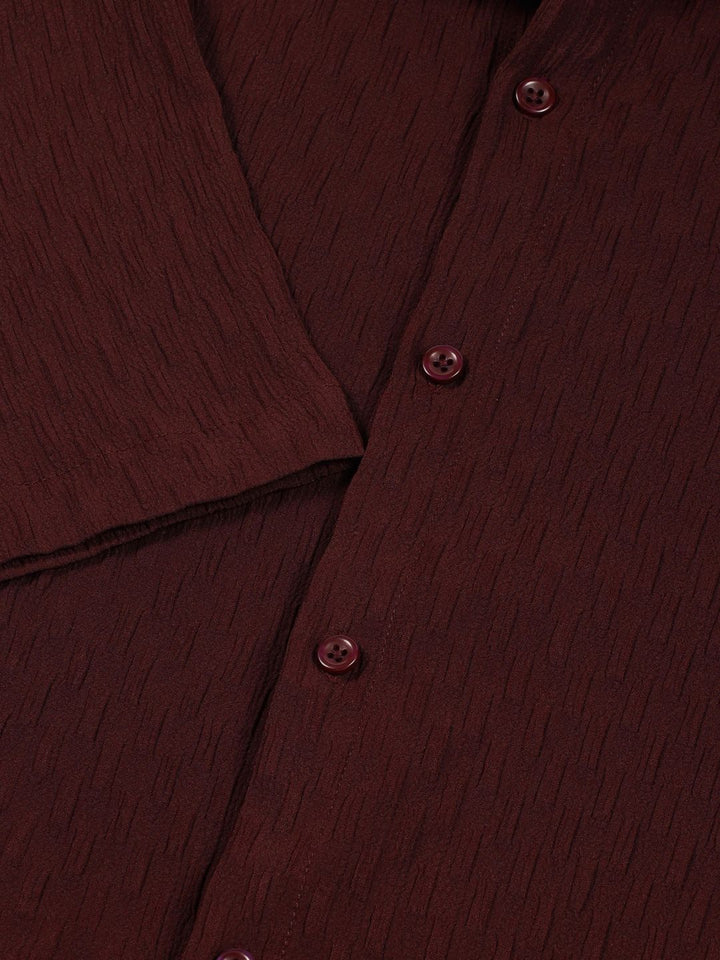Thomas Scott Men Premium Spread Collar Textured Casual Shirt