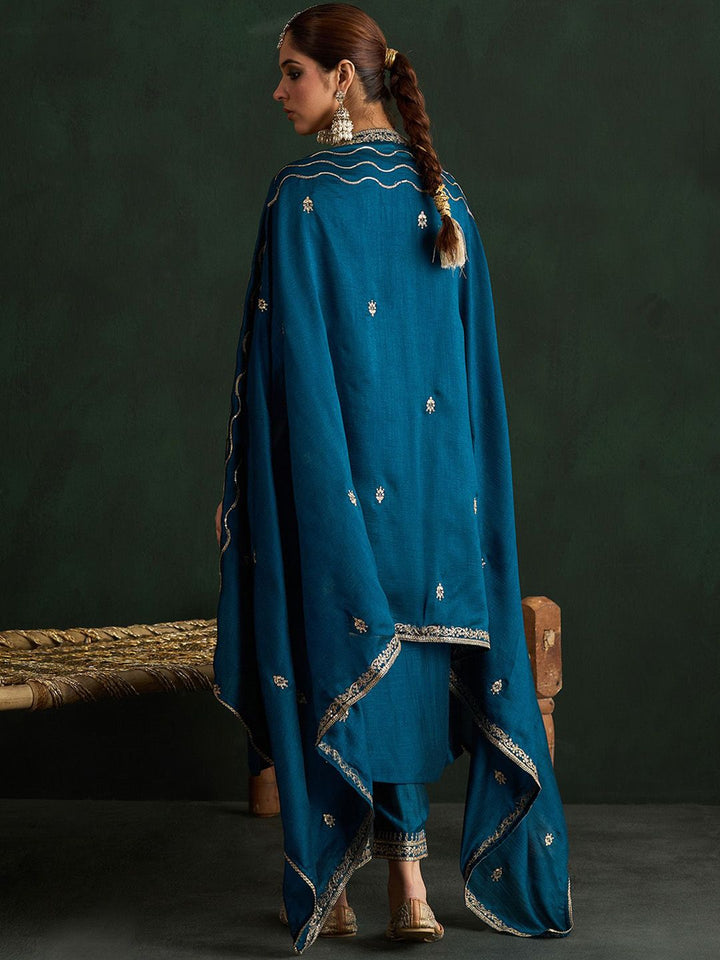 Indo Era Women Ethnic Motifs Embroidered Regular Kurta with Trousers & With Dupatta