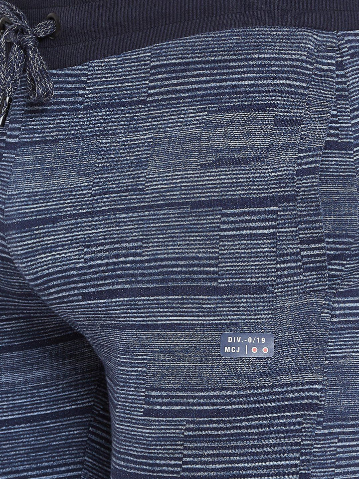 Monte Carlo Men Navy Blue & Off-White Striped Track Pants