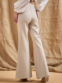 SASSAFRAS Women Smart Flared High-Rise Trousers